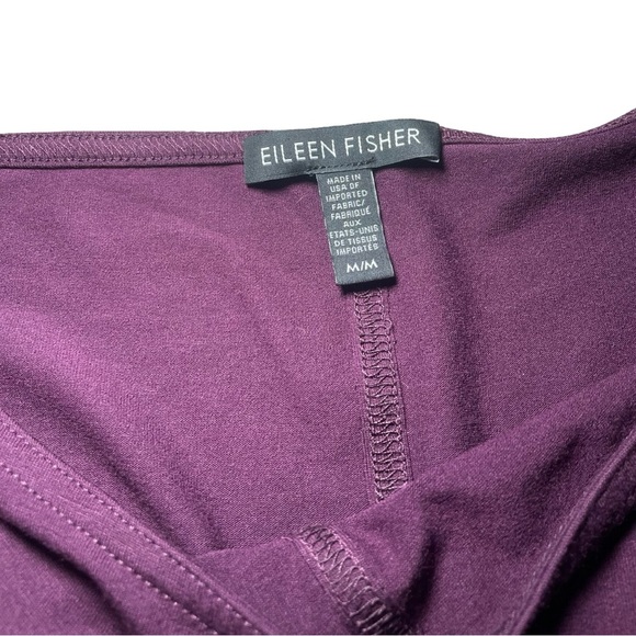 Eileen Fisher Stretch Jersey Knit Crew Neck Long Top, Sweet Plum, Size Medium - Picture 3 of 4